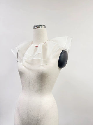 SAMPLE #213 - S Ruffled Organza Clown Collar - White