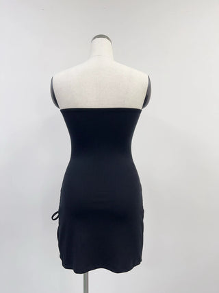 SAMPLE #265 - S Tencel Rib Sexy Cartoon Dress With Ties - Black