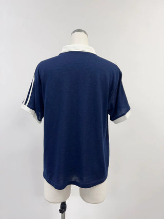SAMPLE #244 - S Unisex Wool Blend Varsity Polo - Navy / White