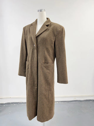 SAMPLE #264 - S Wool Blend Long Coat - Moss Plaid