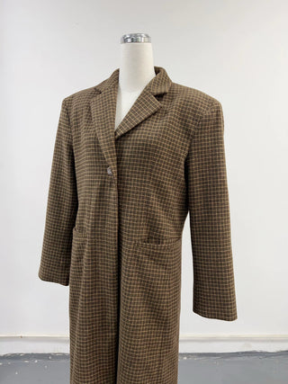 SAMPLE #264 - S Wool Blend Long Coat - Moss Plaid