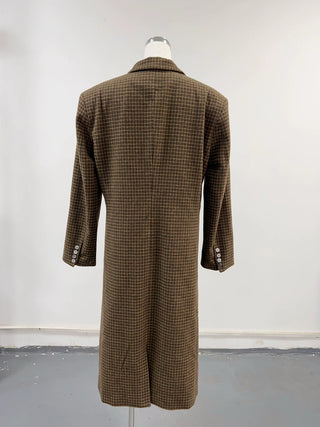 SAMPLE #264 - S Wool Blend Long Coat - Moss Plaid
