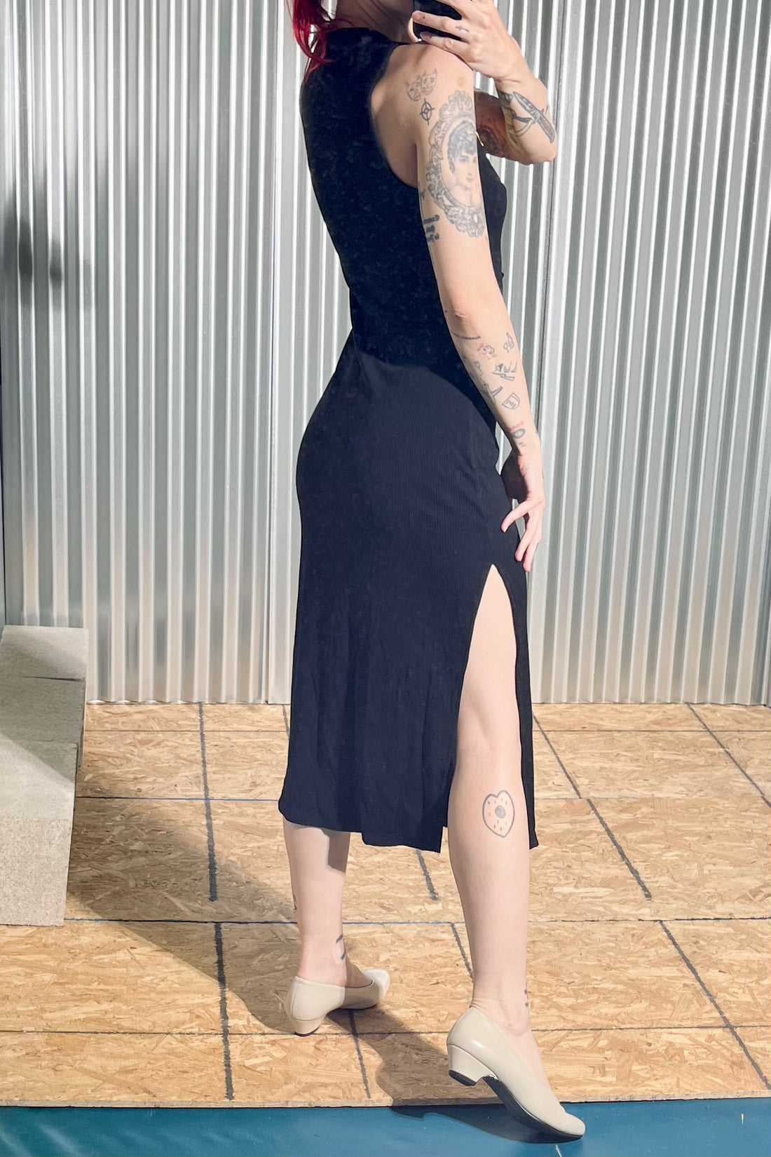 Daisy Cut Out Tencel Rib Dress