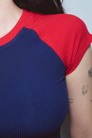 Tencel Rib Raglan Baby Tee Navy/Red