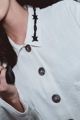 Pammy Crop Thick Linen Jacket White