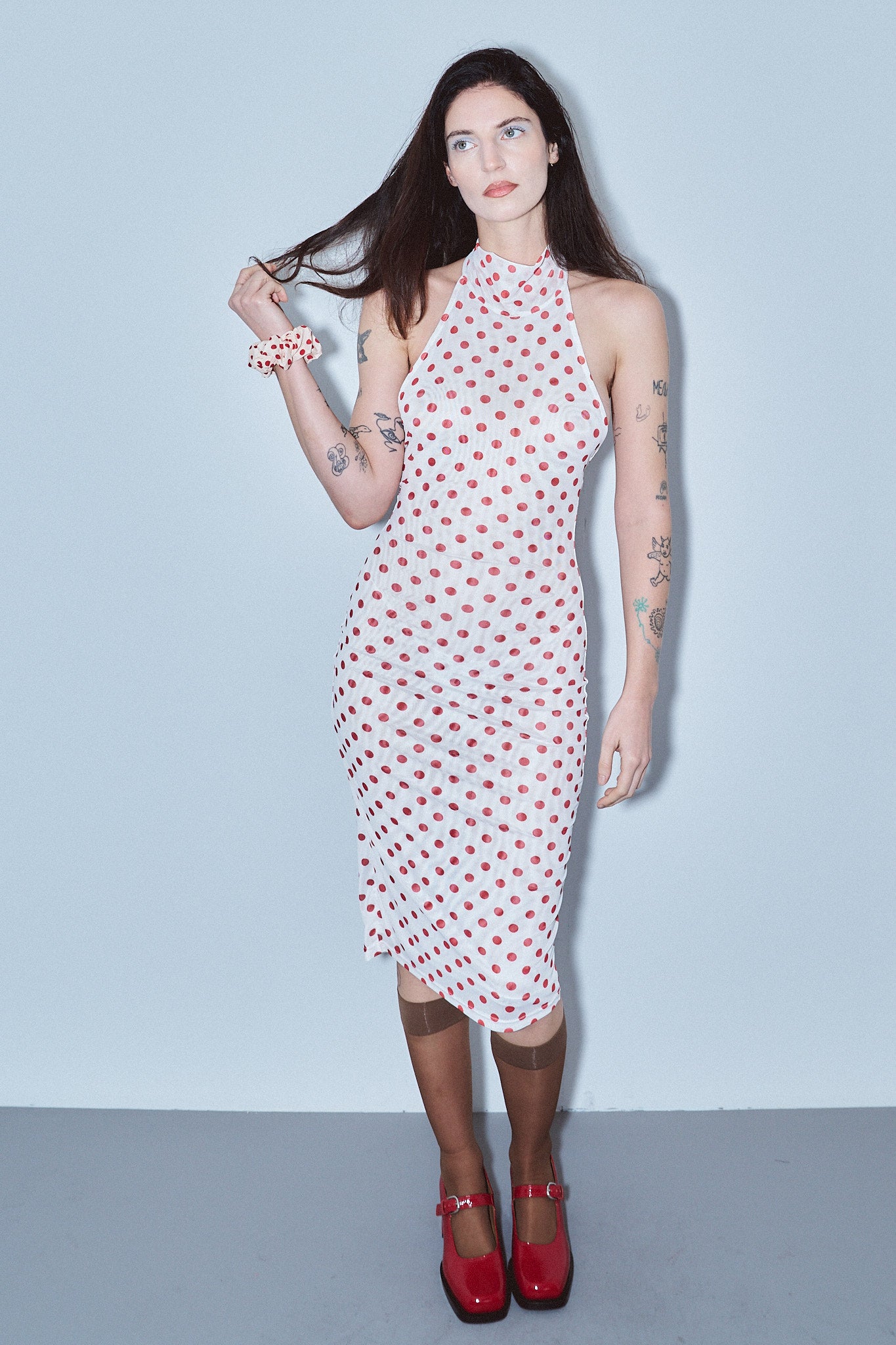 Halter Mesh Dress and Thong Set Red Polka Dot Fashion Brand Company Halter Mesh Dress and Thong Set Red Polka Dot Fashion Brand Company