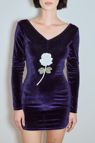 Diana Bear Velvet Rose Backless Mini Dress