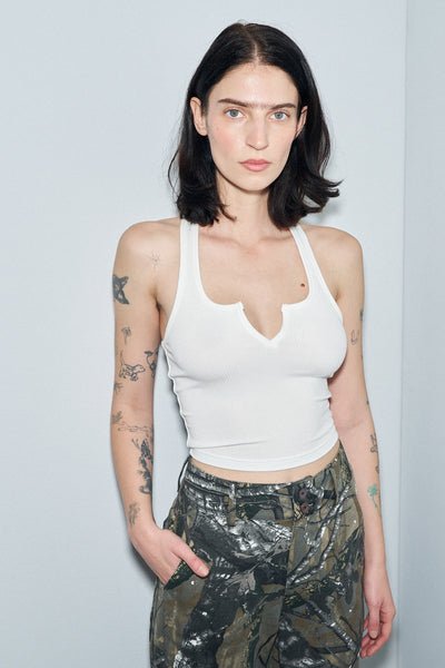 Split Racerback Tencel Rib Tank White – Fashion Brand Company