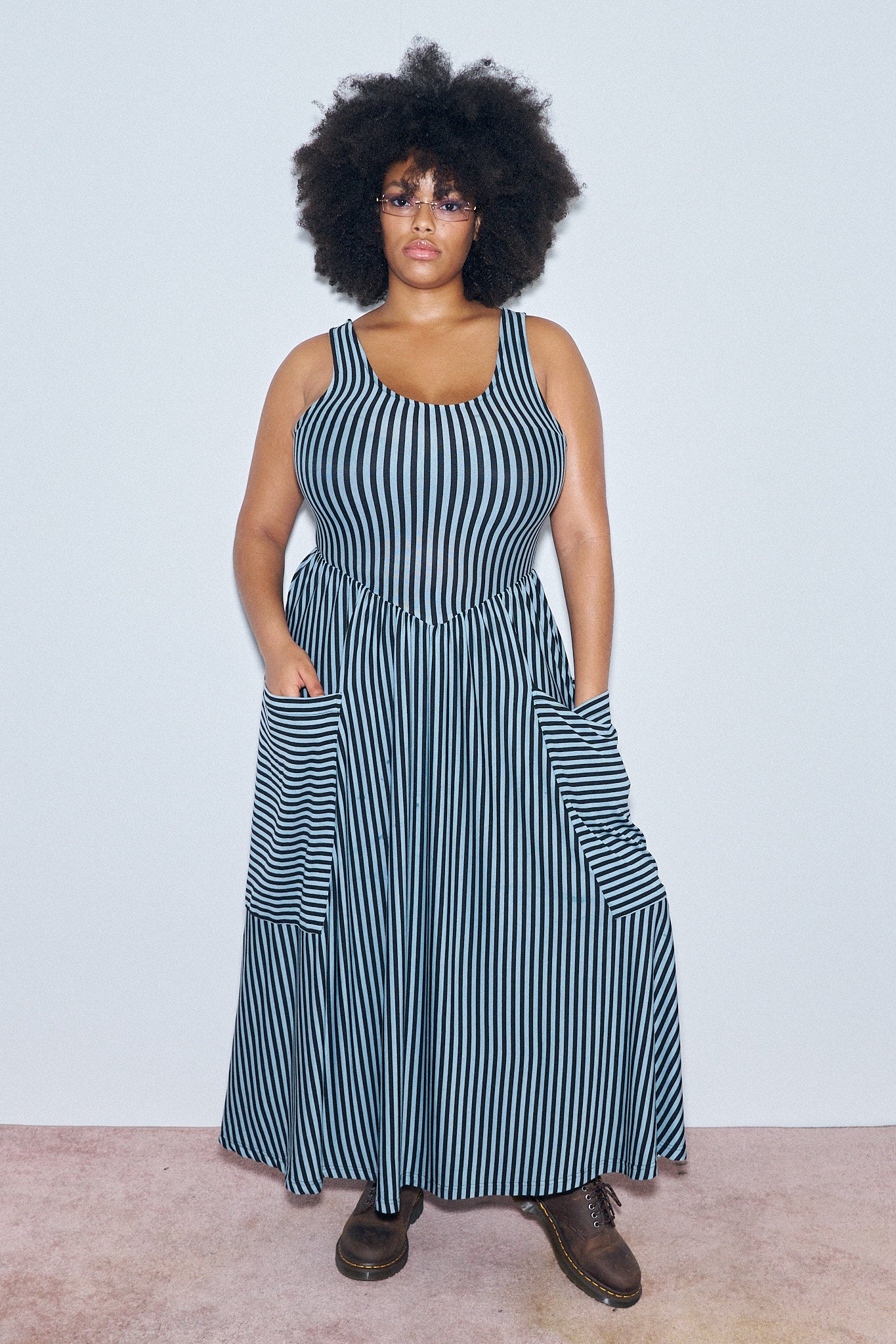 Giant Pockets Maxi Dress Blue Stripe 4X / Blue Stripe Giant Pockets Maxi Dress Blue Stripe 4X / Blue Stripe