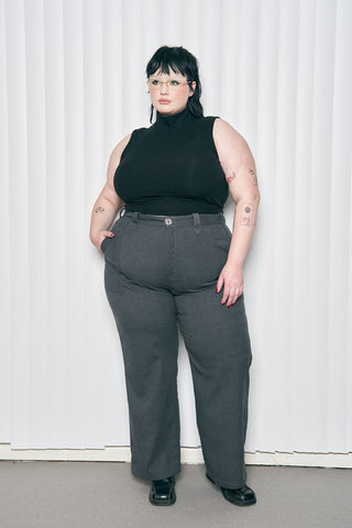 Face cut out Gray Trousers