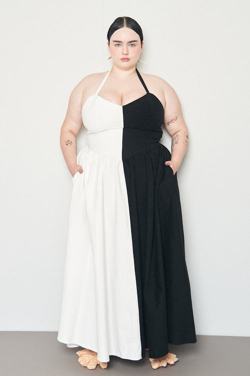 Black and White Halter Gown Dress – Fashion Brand Company