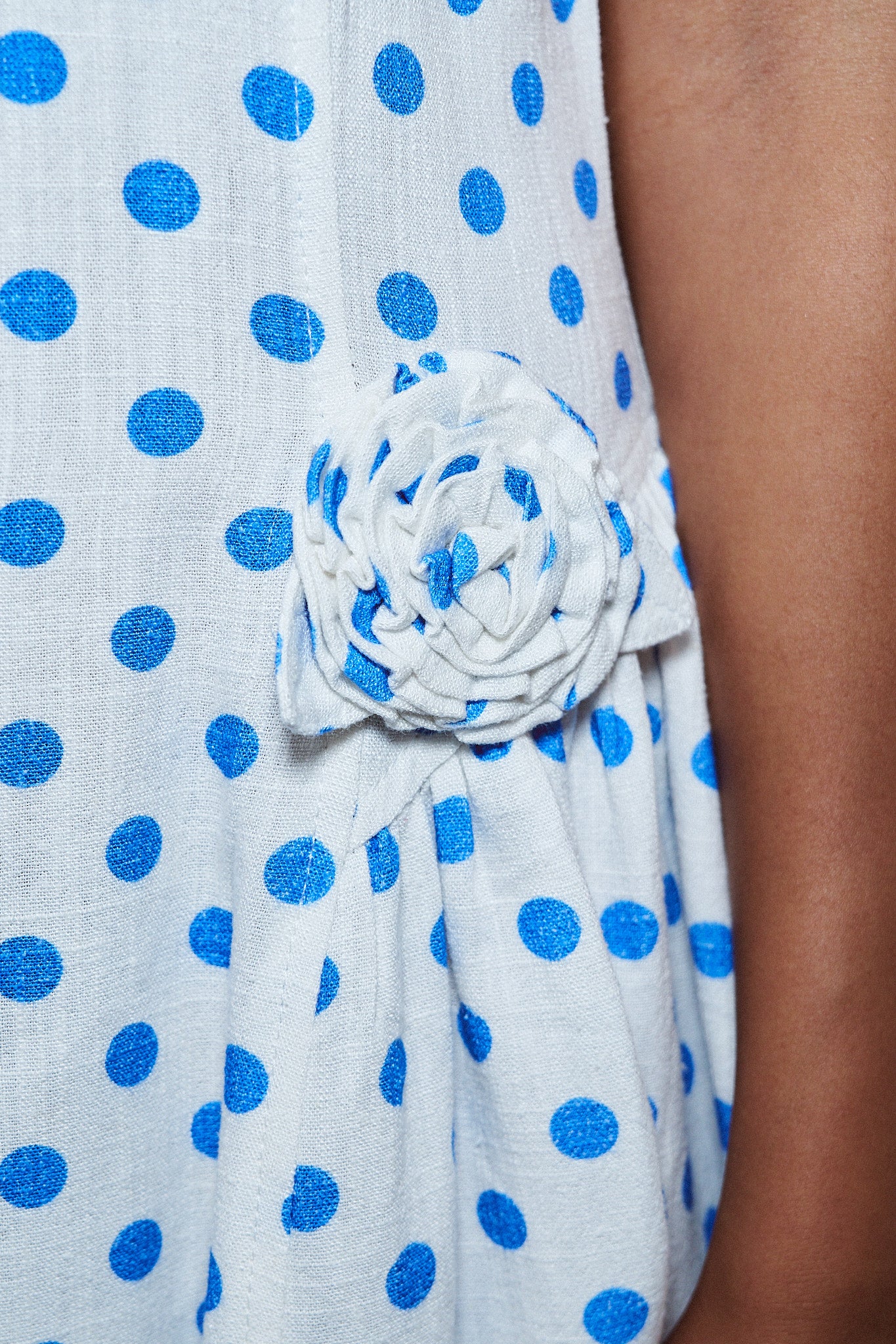 Barefoot Mini Dress Soft Linen Blue Polka Dot 4X / Blue Polka Dot Barefoot Mini Dress Soft Linen Blue Polka Dot 4X / Blue Polka Dot