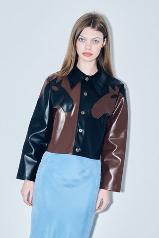 Plant Leather Dueling Horses Fringe Jacket Black/Brown