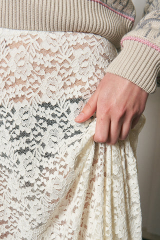 White Rose Lace Maxi Skirt