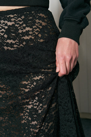 Black Rose Lace Maxi Skirt