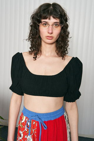 Wench Crop Top Soft Linen Black