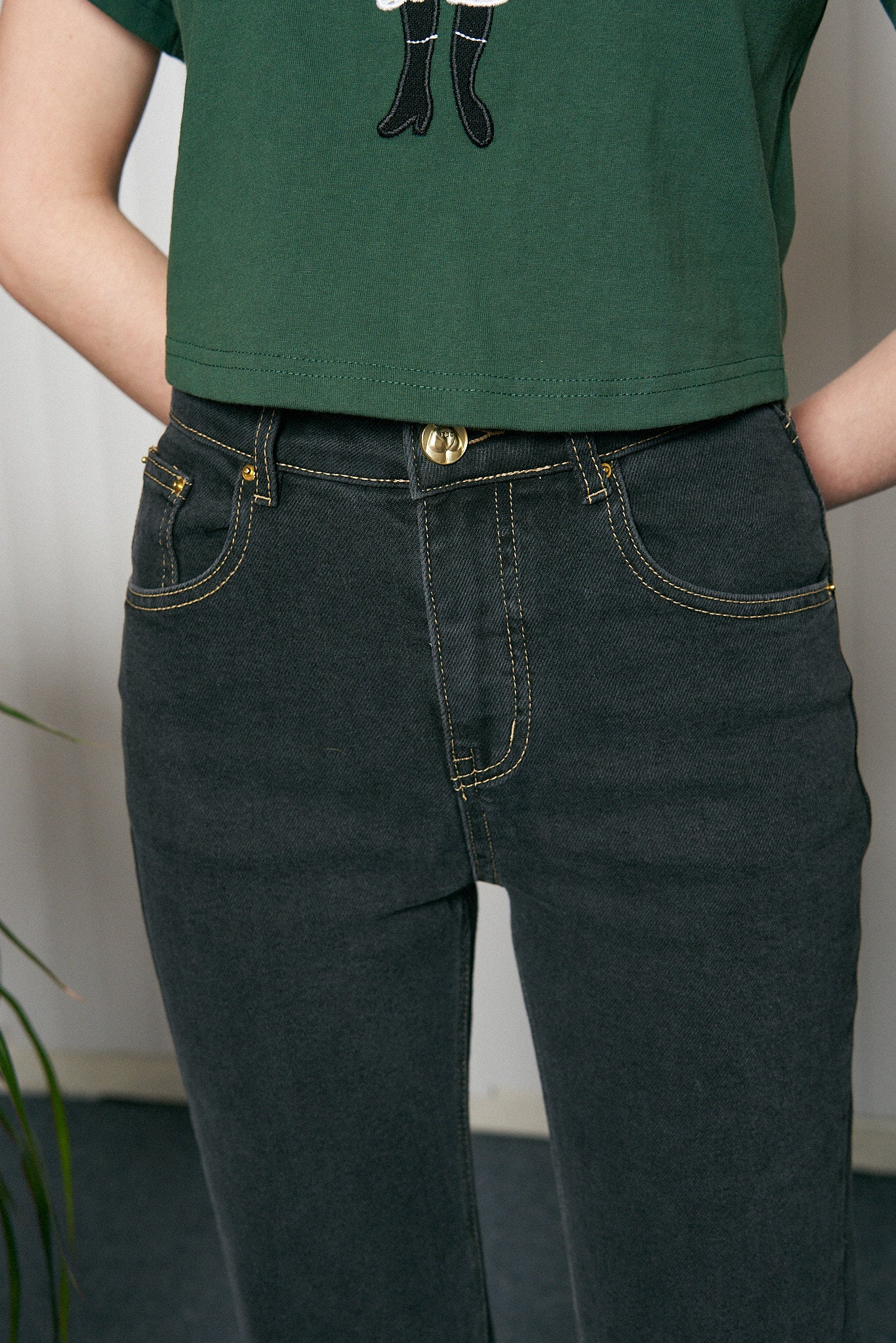 Nap jeans Black Denim with yellow thread – Fashion Brand Company