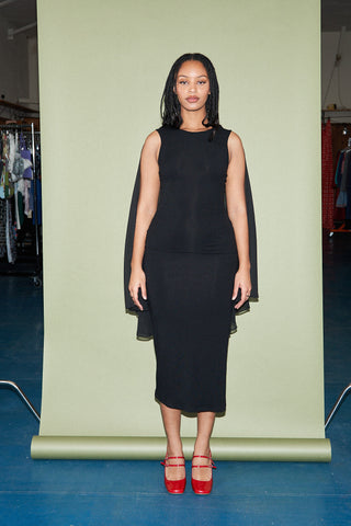 Cape Midi Dress Tencel Rib
