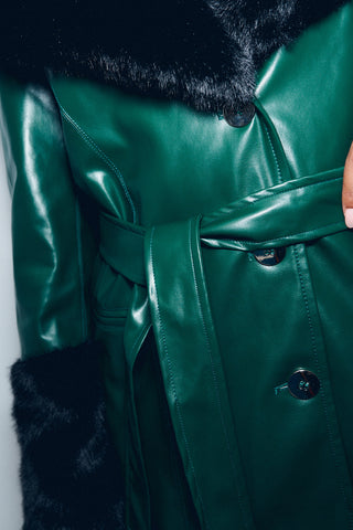 Penny Coat Plant Leather Green
