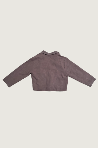 #5: M Scrap Sawtooth Star Quilted Soft Linen Crop Coat - Slate