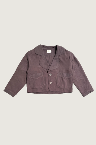 #5: M Scrap Sawtooth Star Quilted Soft Linen Crop Coat - Slate