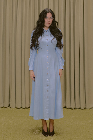 Soft Linen Sex Cult Maxi Dress Light Blue NEW VERSION