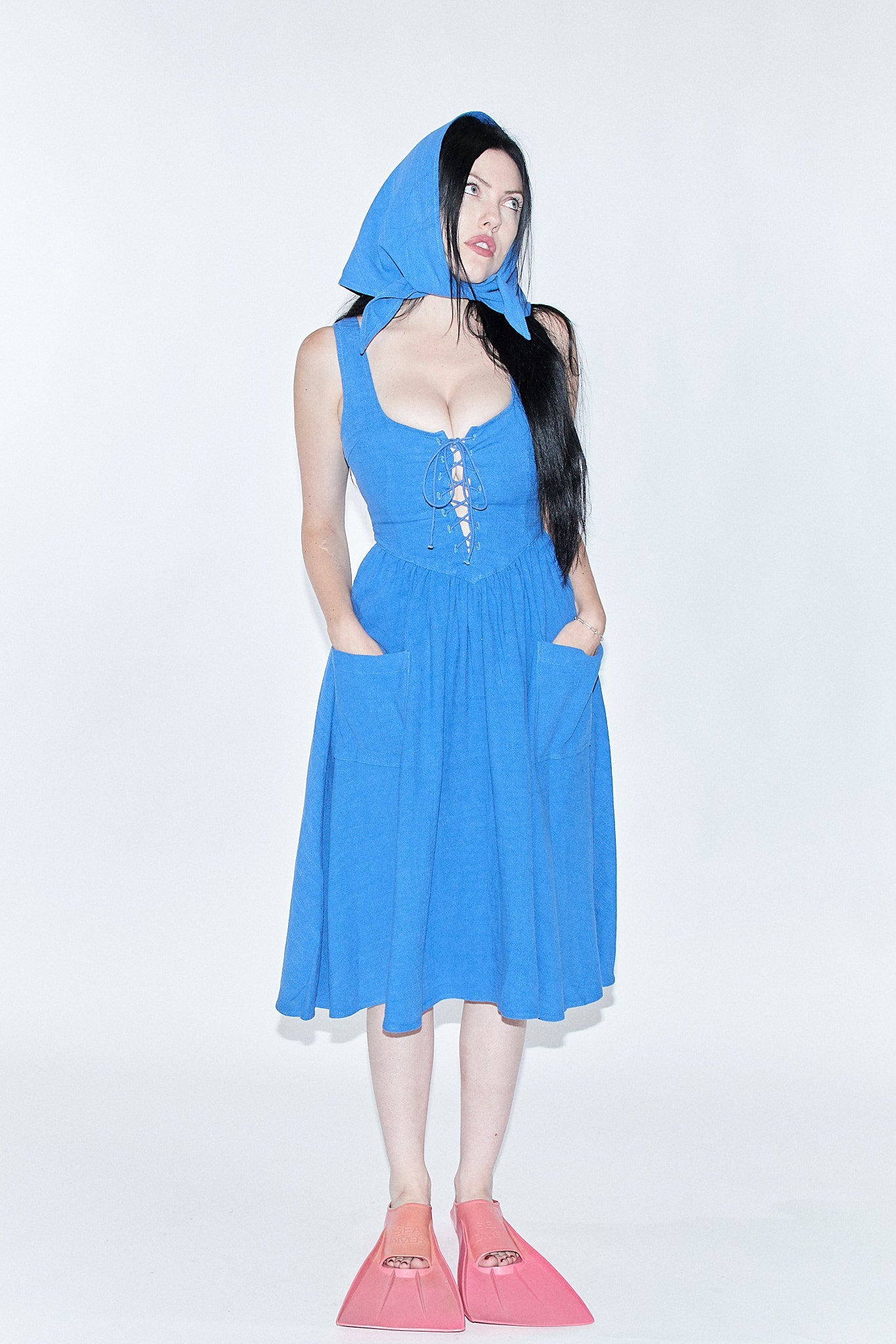 Farm Chores Dress Thick Linen French Blue 5X / French Blue Farm Chores Dress Thick Linen French Blue 5X / French Blue
