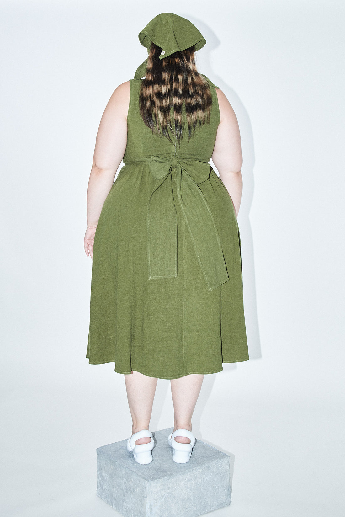 Farm Chores MIDI Dress MOSS Linen