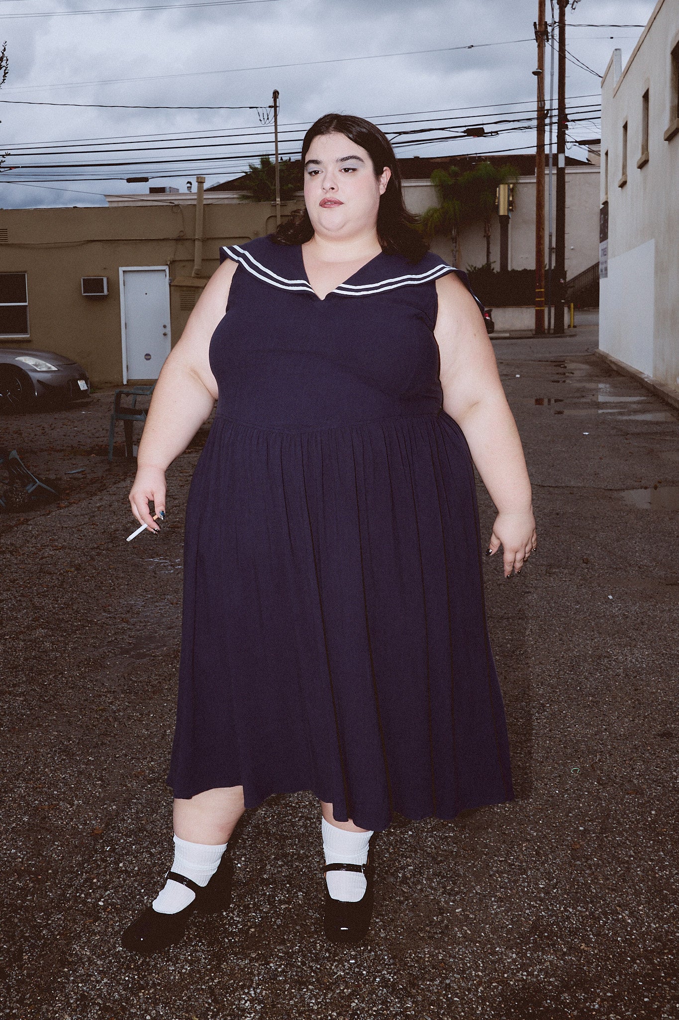 Maxi Sailor Dress Soft Linen Navy S / Navy Maxi Sailor Dress Soft Linen Navy S / Navy