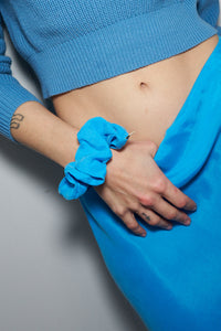 Blue Cupro Small Scrunchie