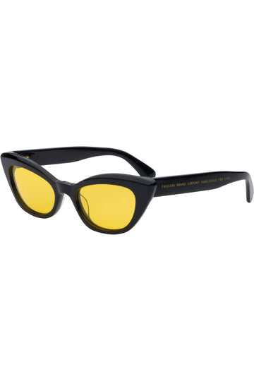 Cat Eye Cool guy Sunglasses Black/Yellow