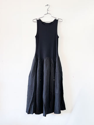 SAMPLE #287 - S Garter Tank Tencel Midi Dress - Black