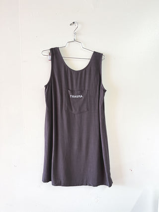 SAMPLE #276 - S/M Artist's Toolbox Soft Linen Shift Dress - Charcoal