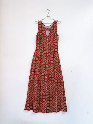 SAMPLE #286 - S Unbuttoned Soft Linen Maxi Dress - Fancy Red Couch
