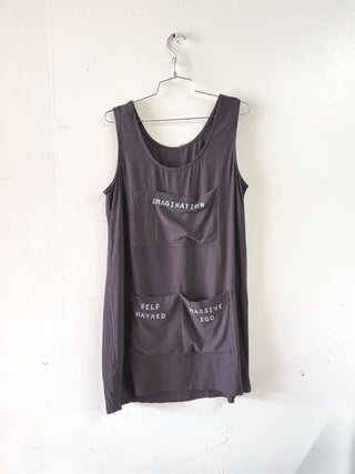 SAMPLE #276 - S/M Artist's Toolbox Soft Linen Shift Dress - Charcoal