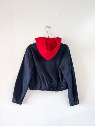 SAMPLE #258 - S Hooded Canvas Jacket - Navy / Red