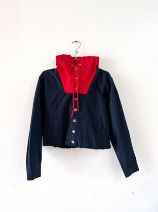 SAMPLE #258 - S Hooded Canvas Jacket - Navy / Red