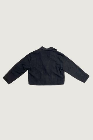 #2: S Scrap Sawtooth Star Quilted Soft Linen Crop Coat - Black