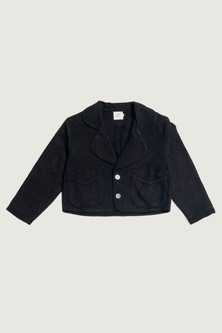 #2: S Scrap Sawtooth Star Quilted Soft Linen Crop Coat - Black