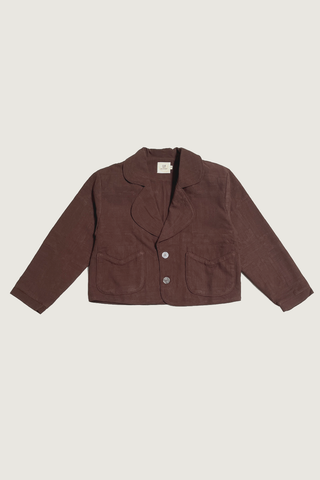 #3: S Scrap Sawtooth Star Quilted Soft Linen Crop Coat - Brown