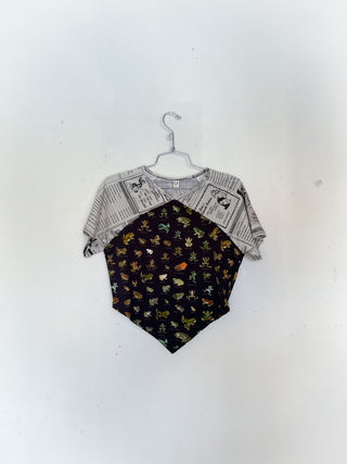 #12: S Scrap Raglan Tee - Favorite Frogs / White Pages