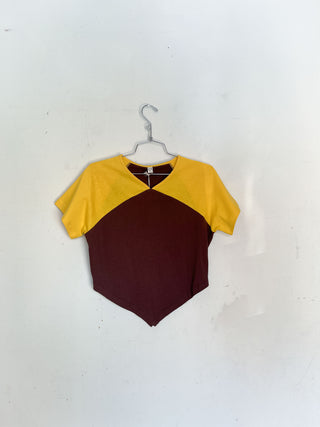 #25: S Scrap Raglan Tee - Brown / Yellow