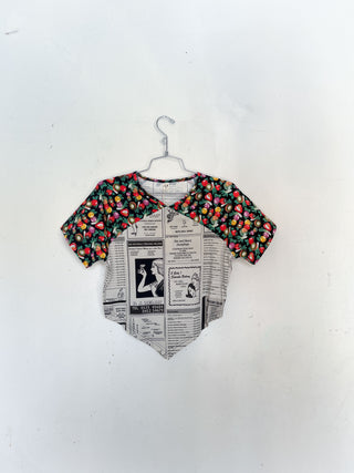 #27: Scrap Raglan Tee - White Pages / Vegetable Medley