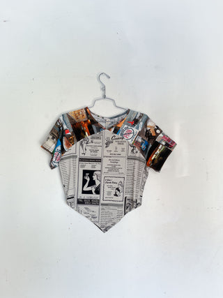 #28: Scrap Raglan Tee - White Pages / Nyc Trash