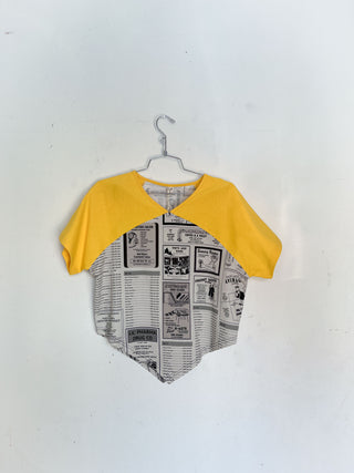 #29: Scrap Raglan Tee - White Pages / Yellow