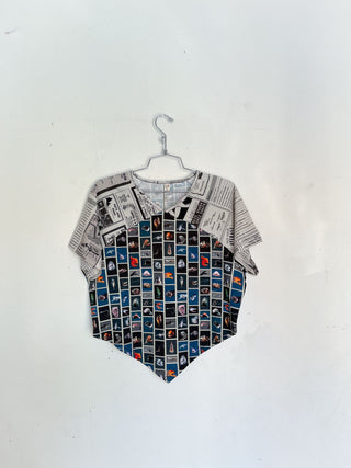 #39: XL Scrap Raglan Tee - Cuter Fish / White Pages