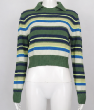 Striped Collared Sweater Green