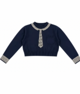 Cropped Beaded Business Sweater