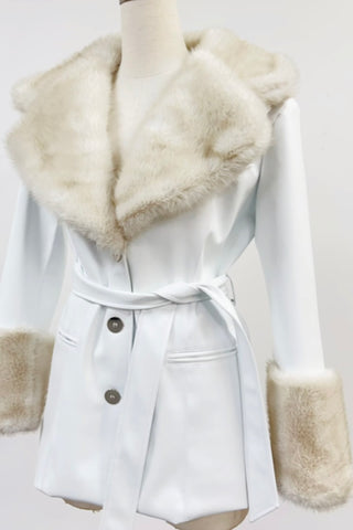 SAMPLE #201 - S White Faux Plant Leather Penny Lane Coat