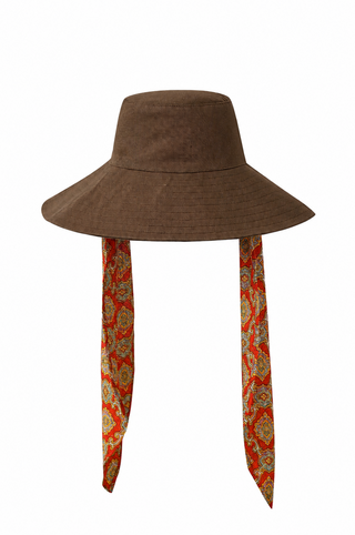 Cotton Beach Hat Brown/Red Couch